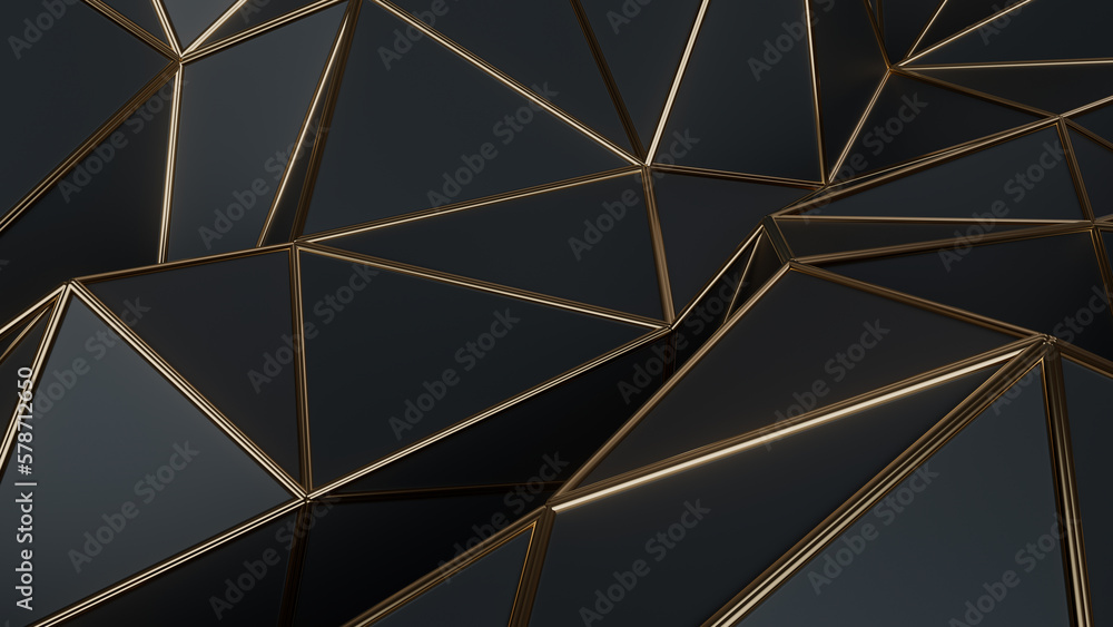 Poster black and gold 3d abstract background. abstract background for presentation template. parametric low