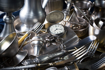 Silverware on an old background.