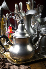 Silverware on an old background.