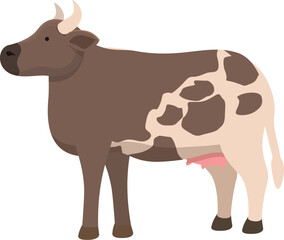 Brown cow icon cartoon vector. Farm animal. Milk field