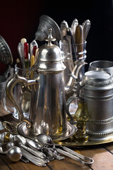 Silverware on an old background.