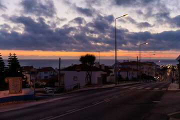 Sunset sky on the oceanside ,Portugal