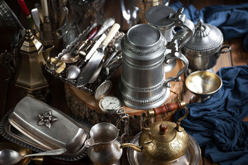 Silverware on an old background.