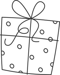 Present box for birthday holiday element in line art