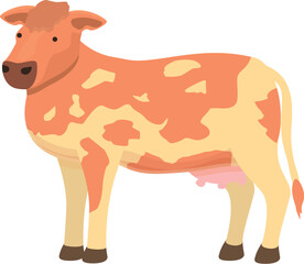 Walk cow icon cartoon vector. Farm animal. Eat grass