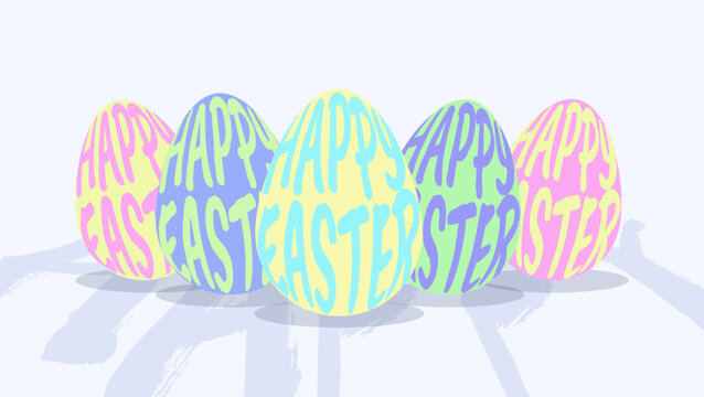 happy easter font distort form an egg. Cool trendy street style with contrast colors.