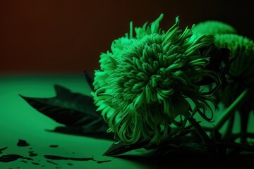 green background with flowers, generative ai