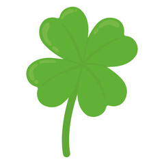 Green four-leaf clover. Good luck clover. Vector isolated image of four leaf clover. Saint patrick's day symbol.