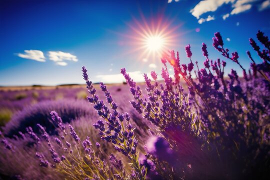 lavender field at sunset © nathan