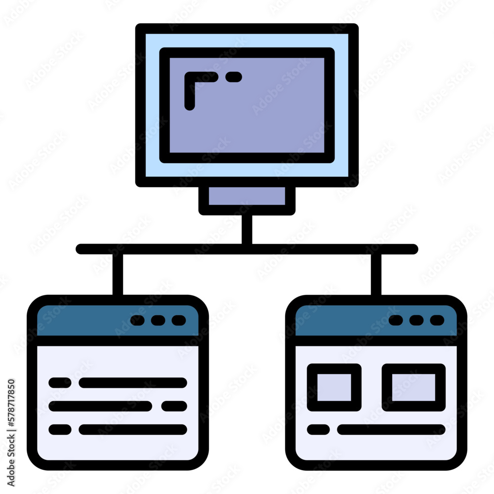 Poster virtual machine terminal concept, deep link seo digital marketing vector icon design, cloud computin