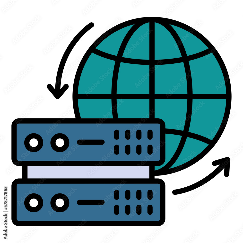 Poster regional cdn proxy server concept, data center location stock illustration, content delivery network