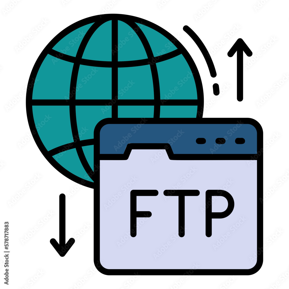 Aufkleber public and private ftp concept stock illustration, file transfer protocol vector icon design, cloud 