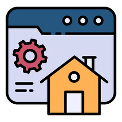 Home Page Setting Concept, Cache and Config Sign, Webpage Viewer UI Software stock illustration, Browser Configuration Vector Icon Design, Cloud computing and Internet hosting services Symbol, 