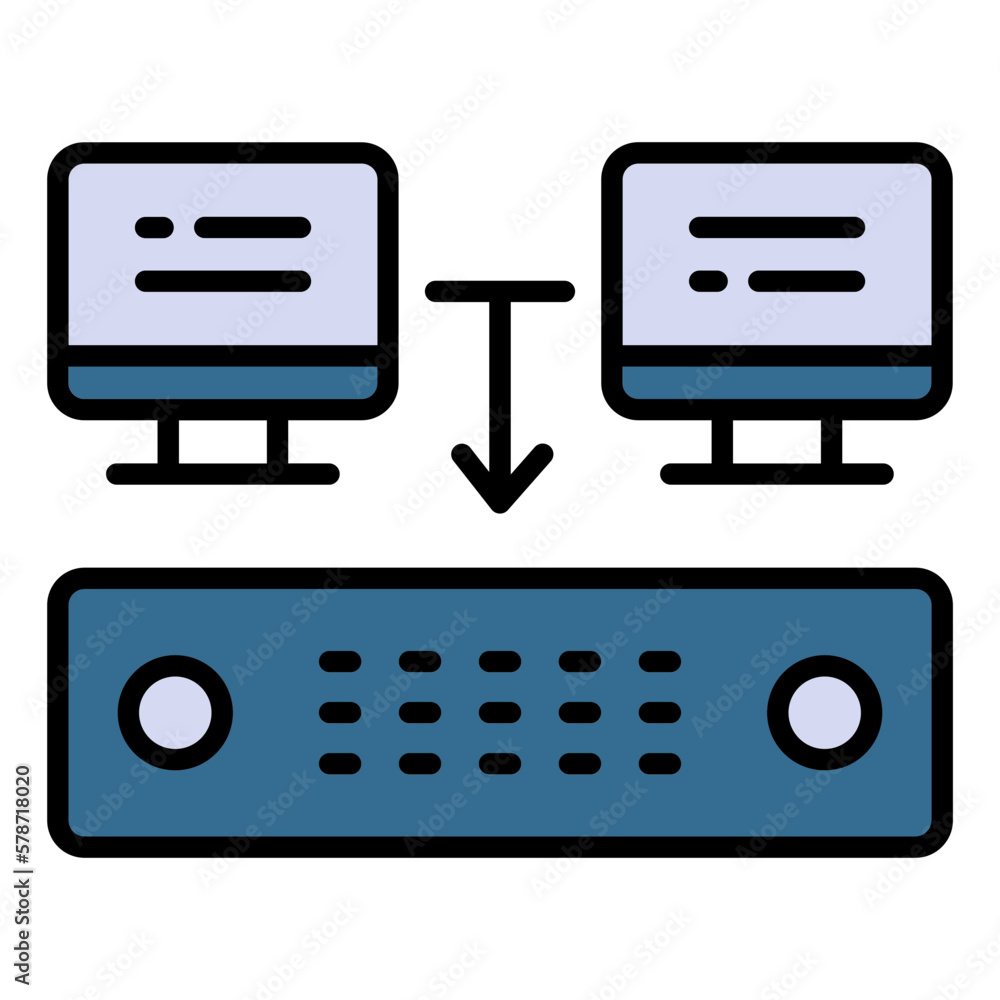 Poster centralized connected stock illustration, virtual dedicated server vector color icon design, cloud c