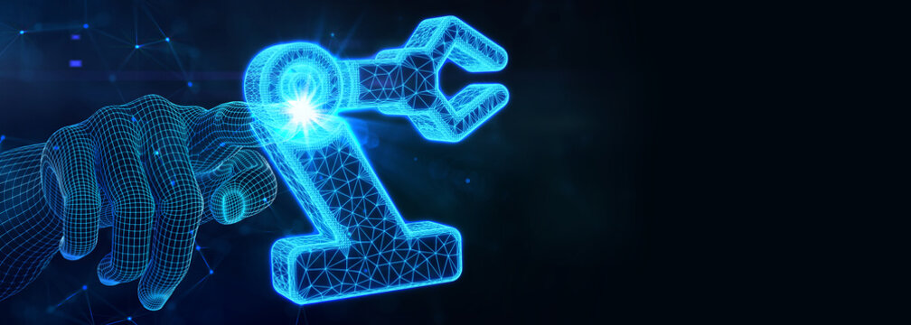 Industrial automation technology concept. Collaborative robot, cobot. 3d illustration