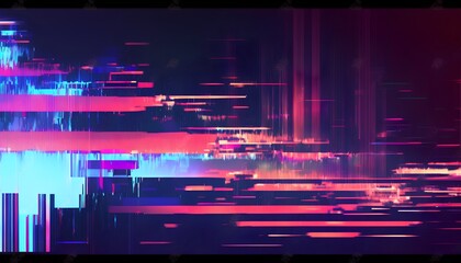 Abstract digital glitch background with neon colors. Static, distorted lines and shapes. Generative AI