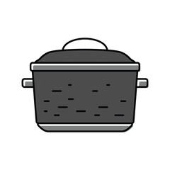 iron pot cooking color icon vector illustration