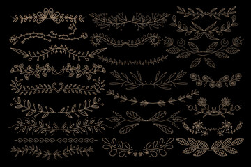 Set of floral vintage decorative ornament borders and corner dividers.