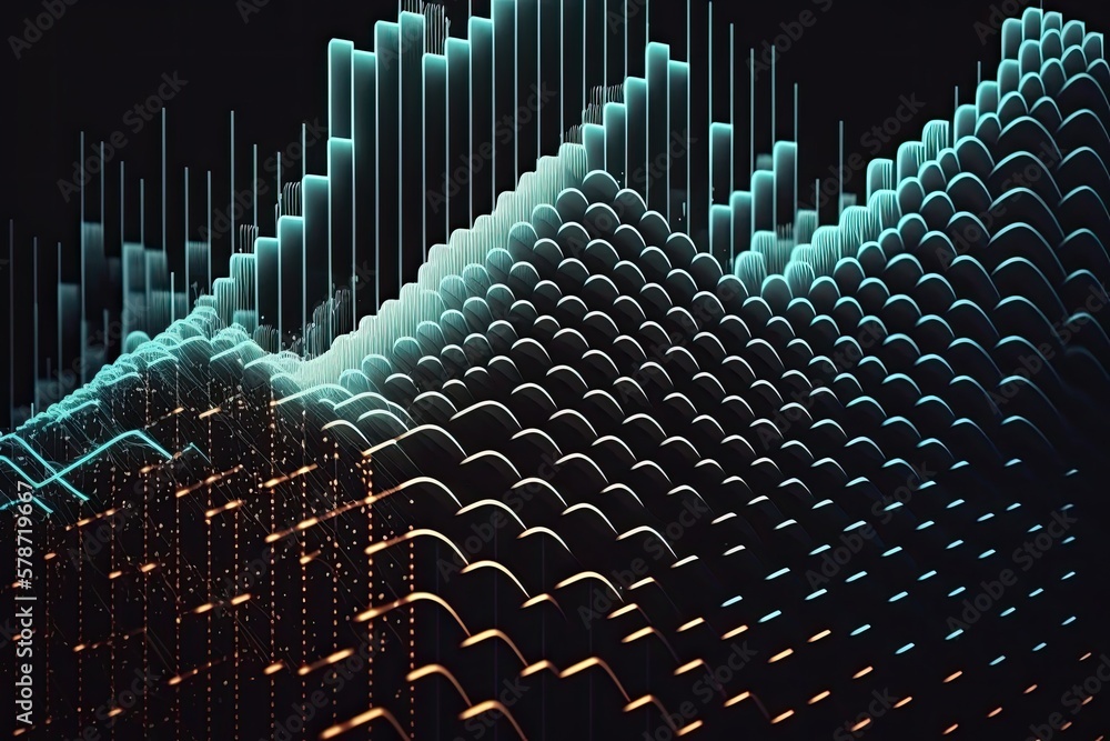 Poster conceptualization grid featuring futuristic wave particles. animated gif or illustration. pattern of