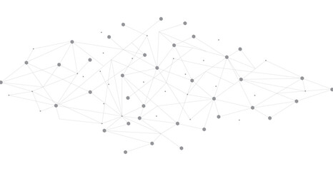 Grey network. Abstract connection on white background. Network technology background with dots and lines for desktop. Ai system background. Abstract data concept. Line background, network technology