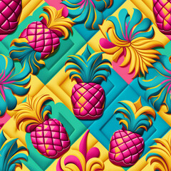 colorful summer background with tropical fruits