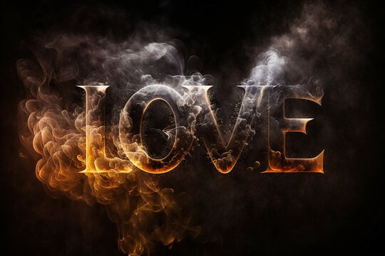 The word love made of many fire flame, generative ai