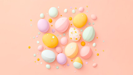 Fototapeta na wymiar 3D Render of Soft Color Easter Eggs Decorative Pastel Pink And Background And Copy Space. Happy Easter Day Concept.