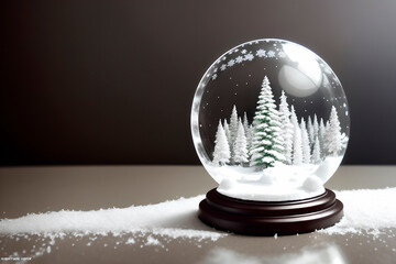 snow globe illustration, snowy, winter elements. Generative ai