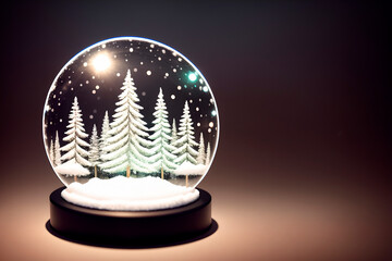 snow globe illustration, snowy, winter elements. Generative ai
