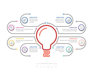 Eight Options Business Infographic Template With Creative Light Bulb.