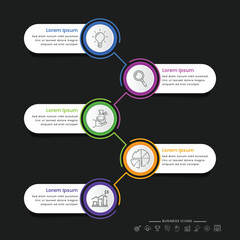 Business Infographic Timeline Template With 5 Circle Label Options And Icons.