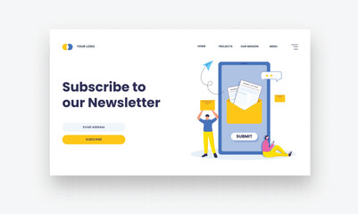 Subscribe To Our Newsletter Based Landing Page With Feedback And Mail Submit From Smartphone.