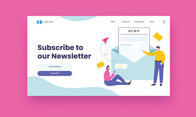 Subscribe To Our Newsletter Hero Banner or Landing Page Design For Advertising.