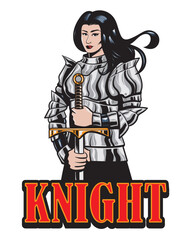 women knight vector illustration