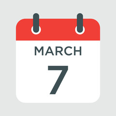 calendar - March 7 icon illustration isolated vector sign symbol