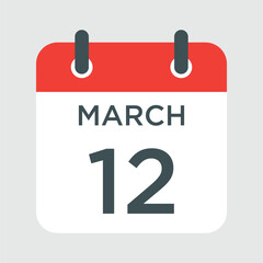 calendar - March 12 icon illustration isolated vector sign symbol