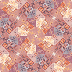 Decorative mosaic elements seamless pattern. Abstract geometric ornamental wallpaper.