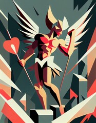 colourful abstract modern illustration cupid, generative ai