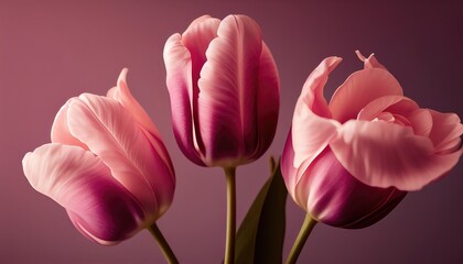 Obraz premium Floral pink tulip decoration for background and banner for 8th march women's day with copy space, illustration of flowers