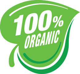 100% organic natural leaf sign icon