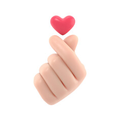 Transparent Backgrounds Mock-up.Stylized Cartoon 3D Rendering Hand Gesture Represents the Finger Heart Symbol, a Message of Love.Supports PNG files with transparent backgrounds.
