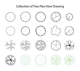illustration of landscape and gardening, Collection of Tree view drawing , Pictures of various forms of trees for work, different types of tree paintings