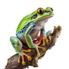 beautiful green frog on a transparent background. generative AI