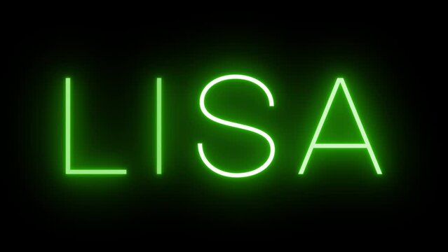 Flickering green retro style neon sign glowing against a black background