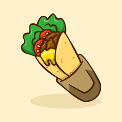 kebab illustration concept in cartoon style