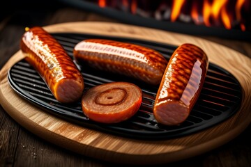 grilled sausages with vegetables