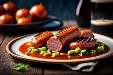 grilled beef steak with vegetables