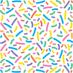 Fototapeta na wymiar Colorful Donuts Glaze Seamless Pattern with Sprinkle Topping. Vector Illustration.