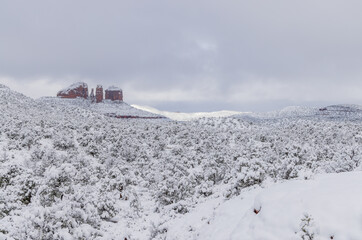 Snow Covered Landscape in Sedona Arizona in Winter