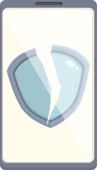 Unsecured smartphone icon cartoon vector. Cyber attack. Online scam